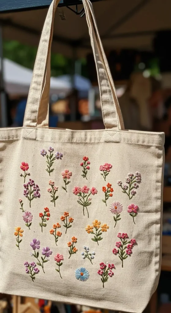7 Craft Ideas for Adults Creative Projects Anyone Can Make 8 6. DIY Embroidered Tote Bags