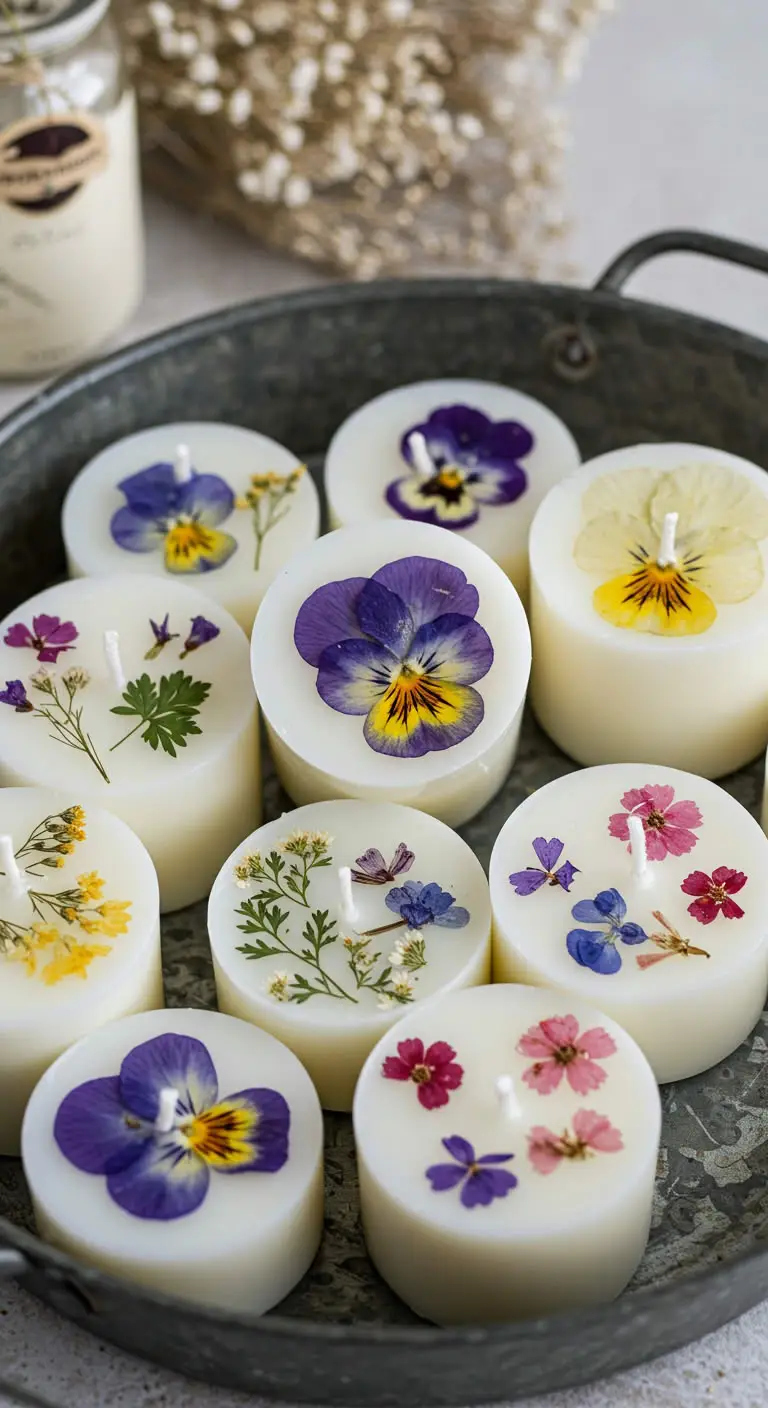 6. DIY Pressed Flower Candles