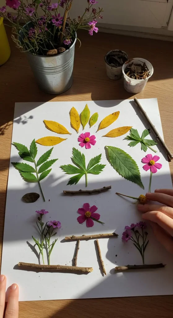 13 Simple Craft Ideas For Kids 7 6. Nature Collage