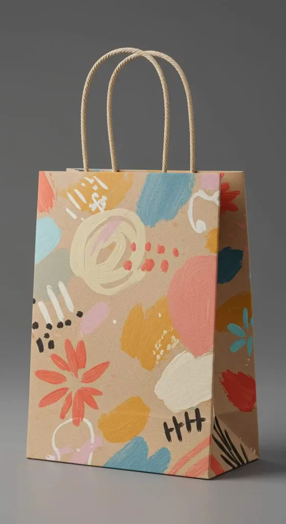 13 Handmade Gift Bags Paper Craft Ideas 7 6. Painted Paper Gift Bags