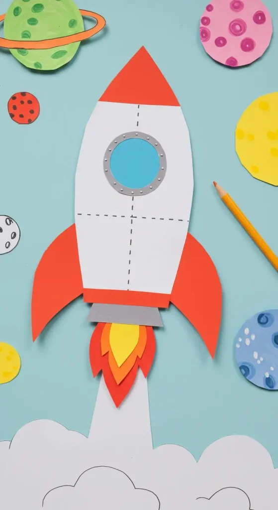 13 Craft Ideas For Kids With Paper 7 6. Paper Rocket Ship