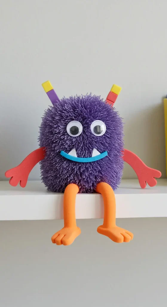 11 Simple Craft Ideas For Kids Easy DIY 7 6. Pom Pom Monsters
