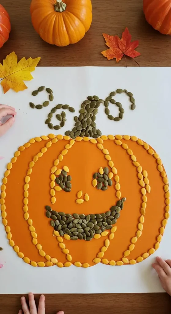 11 Thanksgiving Craft For Toddlers Daycare 7 6. Pumpkin Seed Art