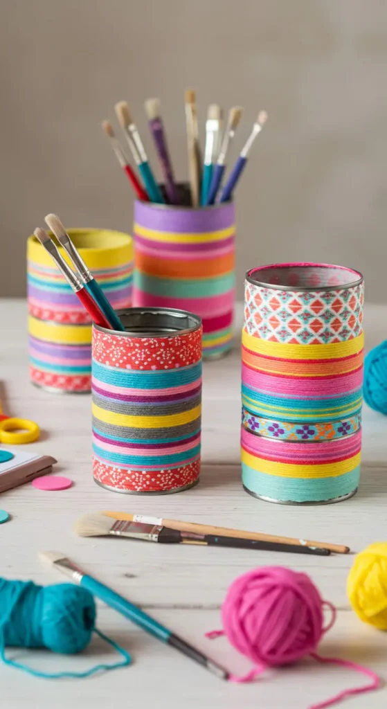 13 Easy Craft Ideas For Room Decor 7 6. Upcycled Tin Can Pencil Holders