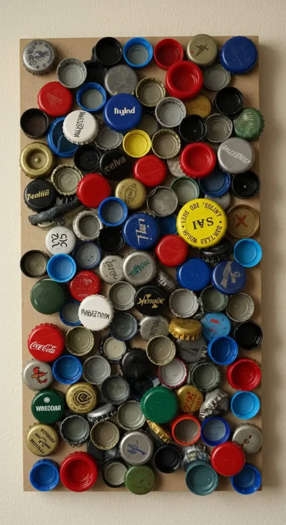 13 Waste Material Craft Ideas Wall Hangings 8 7. Bottle Cap Wall Hanging