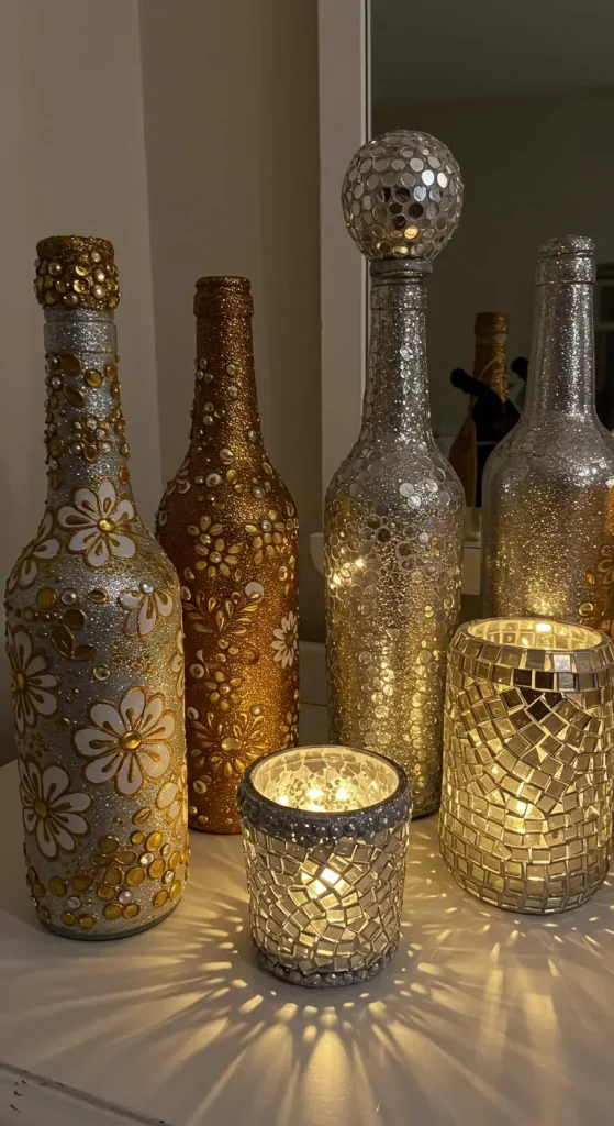 11 Bottle Craft Ideas Decoration 8 7. Glitter Bottles for Decoration