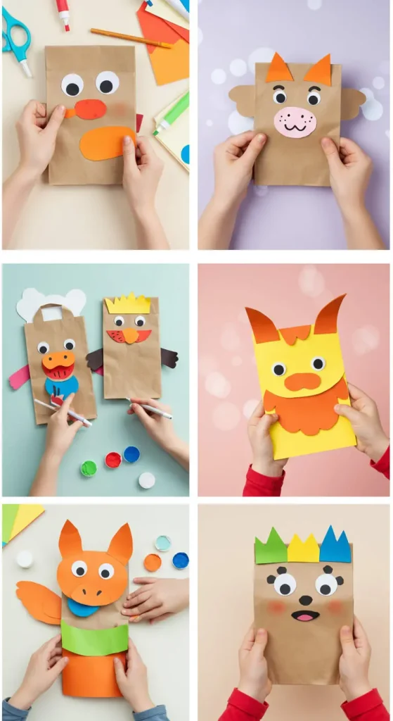 13 Simple Craft Ideas For Kids 8 7. Paper Bag Puppets