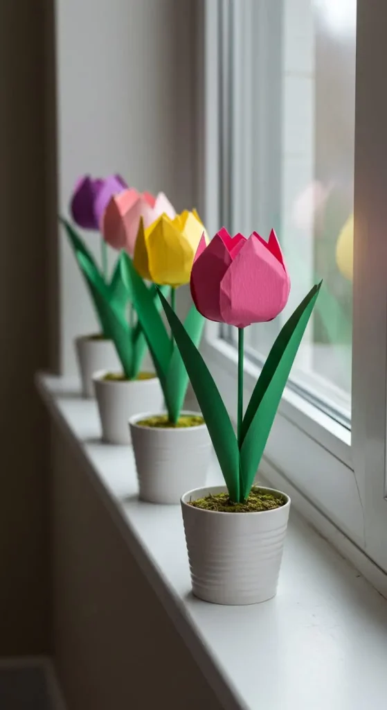 11 Craft Ideas For Paper Flowers 8 7. Paper Tulips