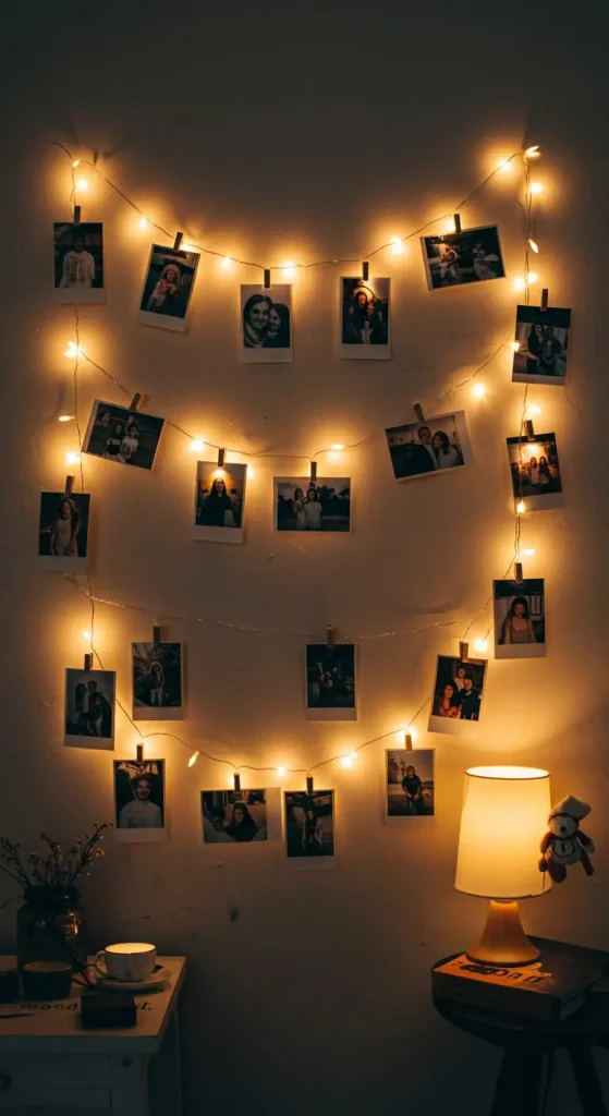 13 Simple Craft Ideas For Room Decor DIY 8 7. String Light Wall Display