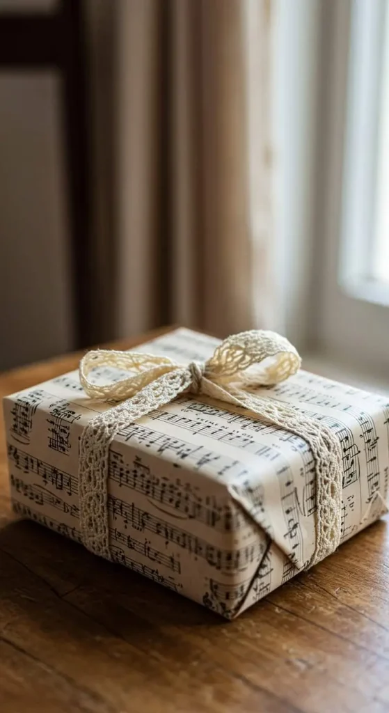 13 Handmade Gift Bags Paper Craft Ideas 8 7. Vintage Sheet Music Paper Gift Bags