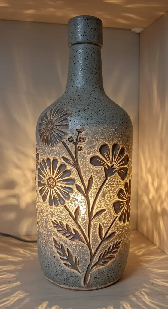 11 Bottle Craft Ideas Creative 9 8. DIY Clay-Decorated Bottle