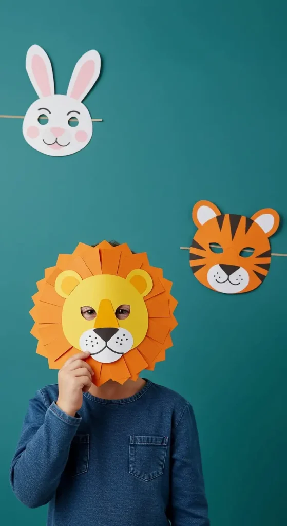 13 Craft Ideas For Kids With Paper 9 8. Paper Animal Masks