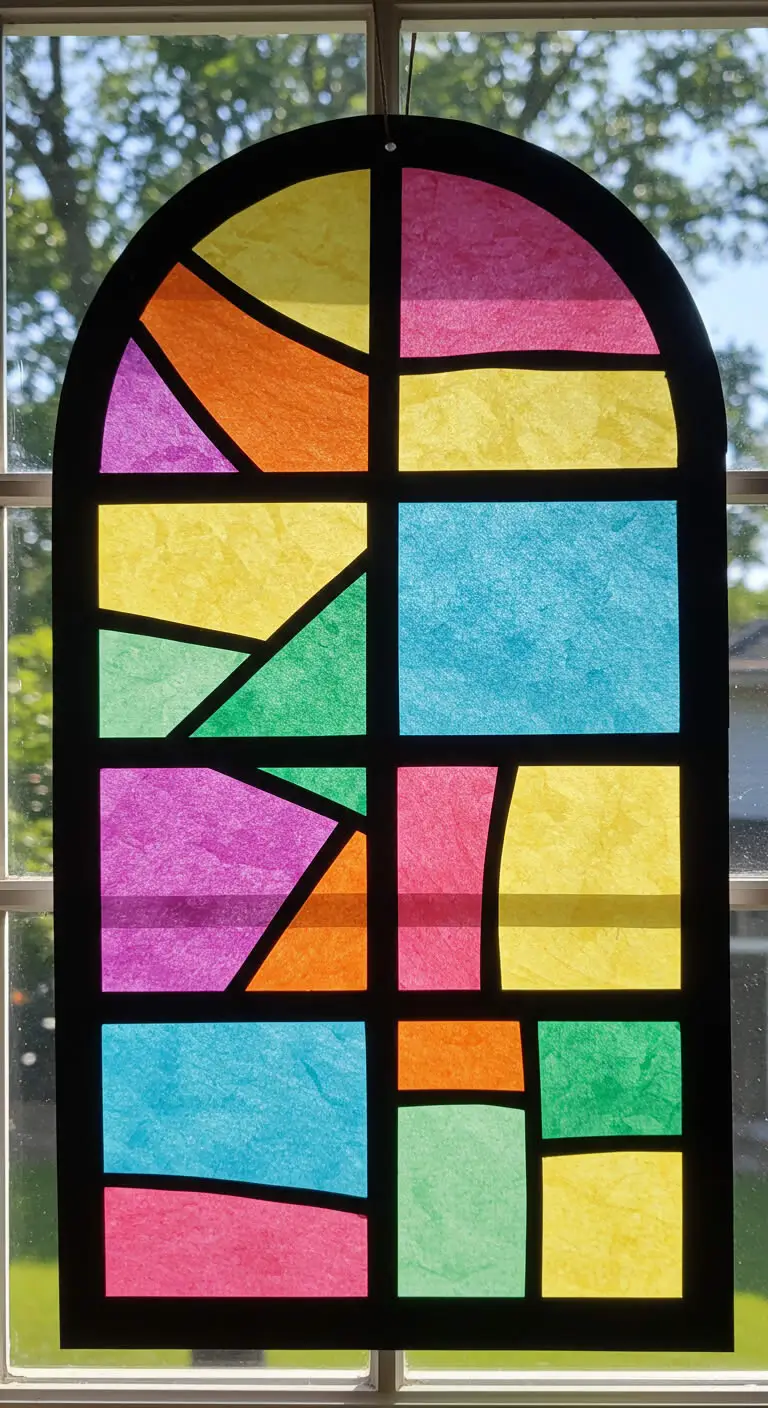 Craft Ideas For Kids Age 8 Your Kids Will Love Making 11 9. DIY Tissue Paper Stained Glass Art