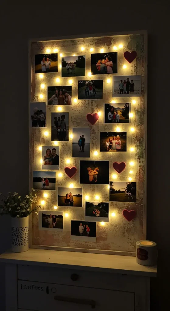 13 Easy Craft Ideas For Room Decor DIY 10 9. Fairy Light Photo Display