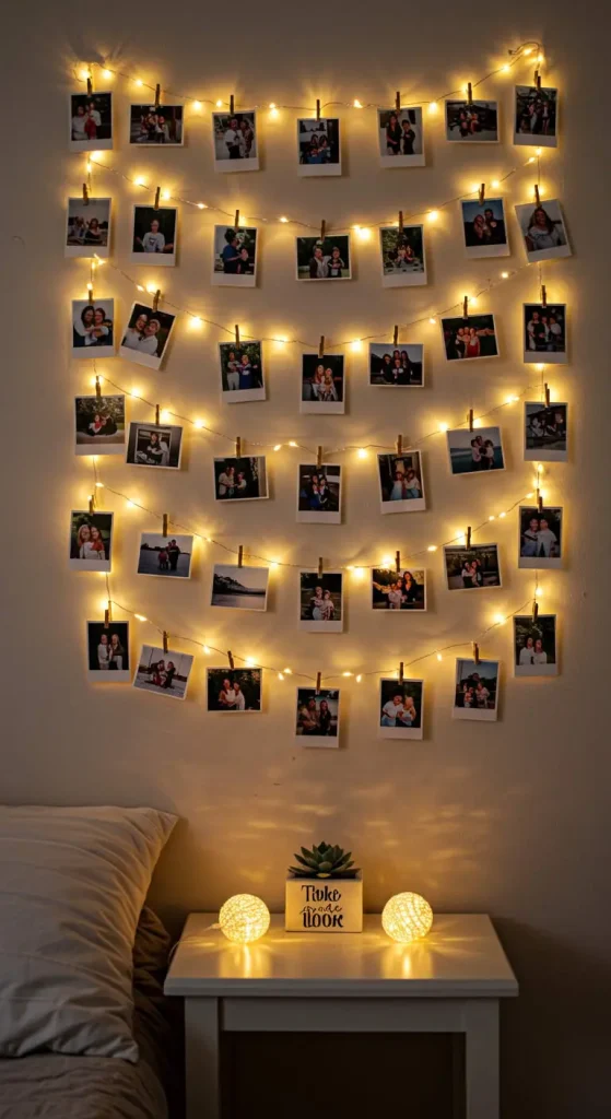 13 Easy Craft Ideas For Room Decor 10 9. Fairy Light Photo Display