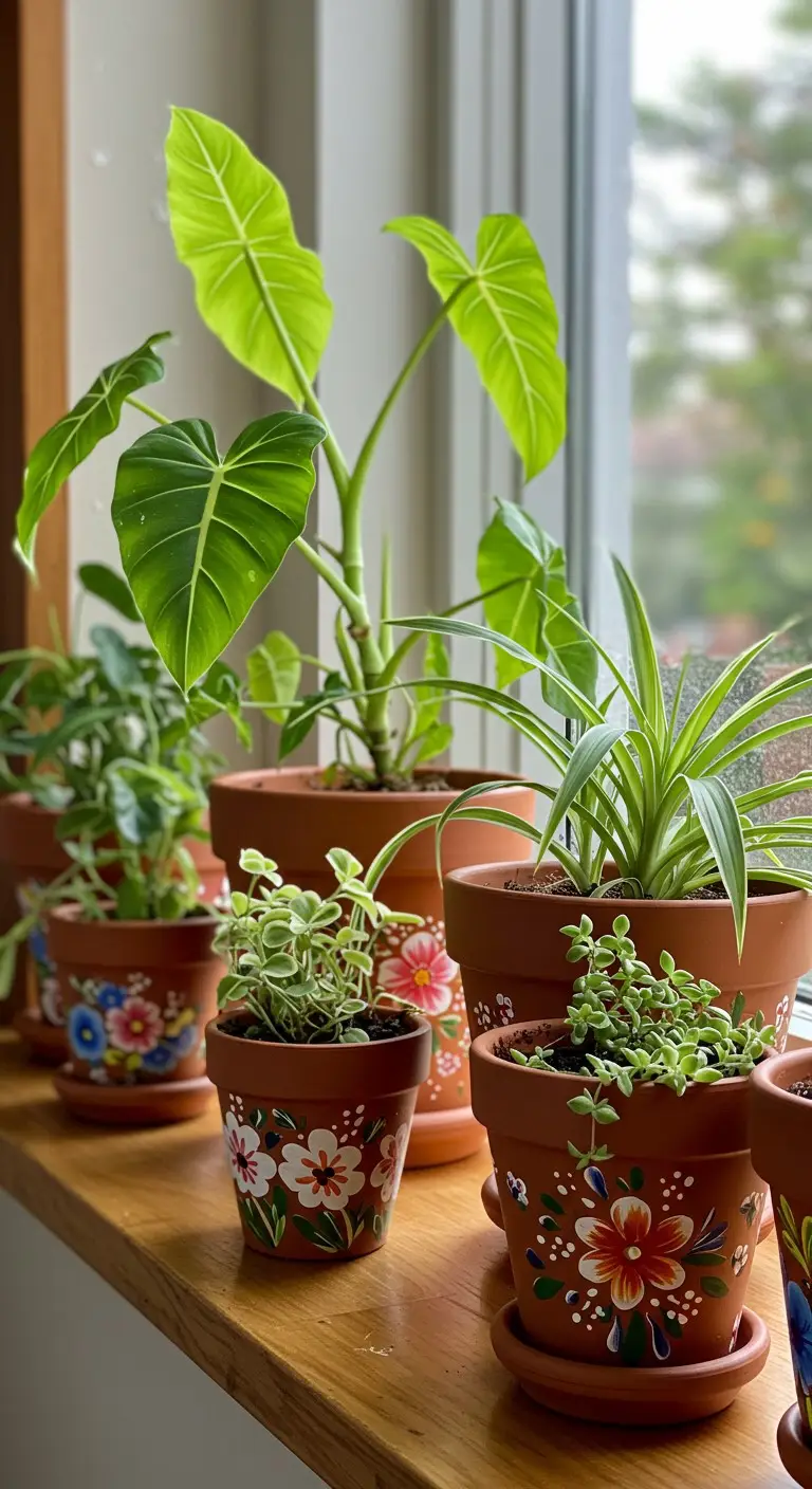 9. Hand-Painted Terracotta Pots