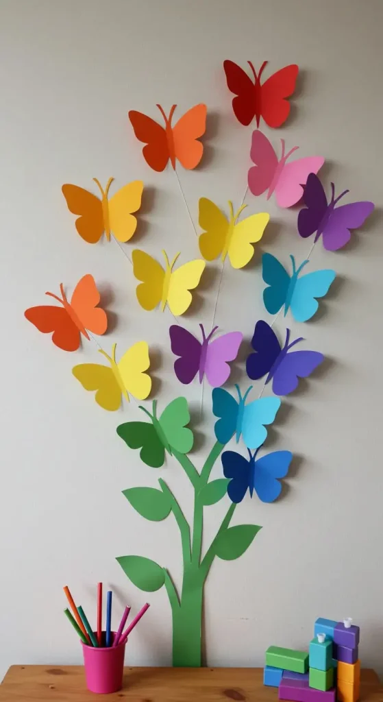 13 Craft Ideas With Paper For Kids 10 9. Paper Butterfly Garden