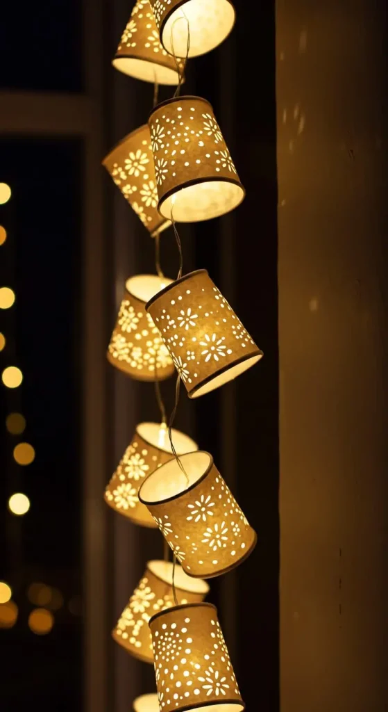 13 Craft Ideas For Paper Cups 10 9. Paper Cup Garland with Lights