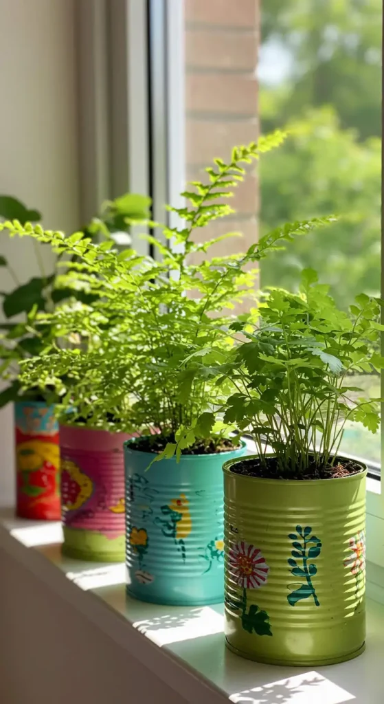 13 Easy Craft Ideas 10 9. Upcycled Tin Can Planters