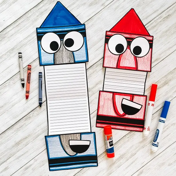 18 Friend Craft Ideas For Kids That Are Fun to Make and Even Better to Give 3 Crayon Buddy Note Cards Kids Can Write On