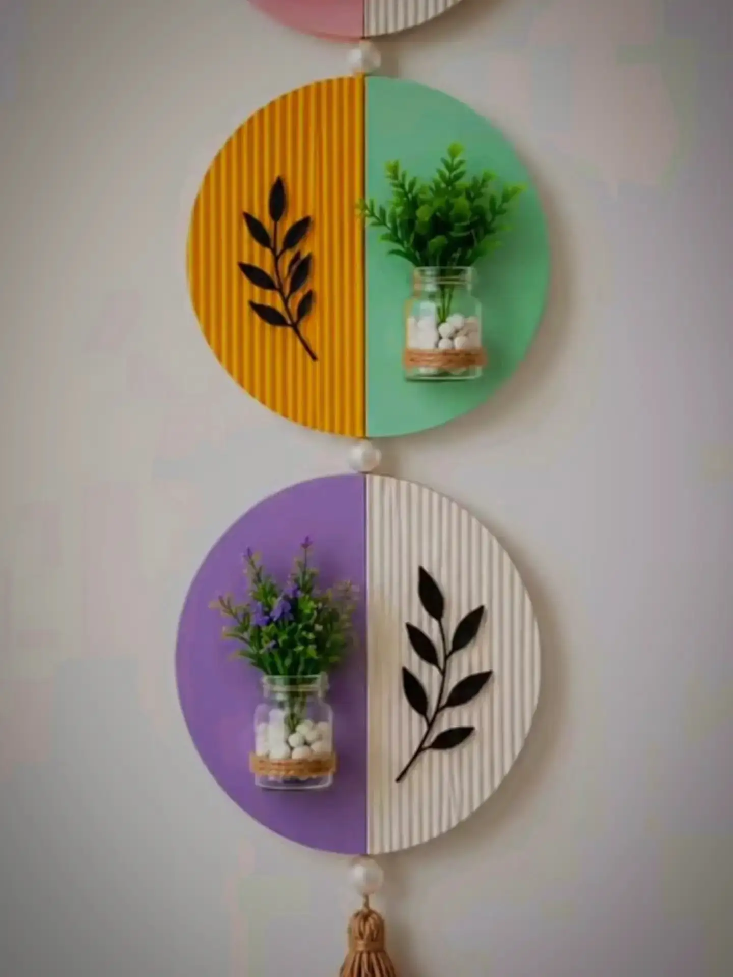 Split Circle Hanging with Tiny Jar Vases