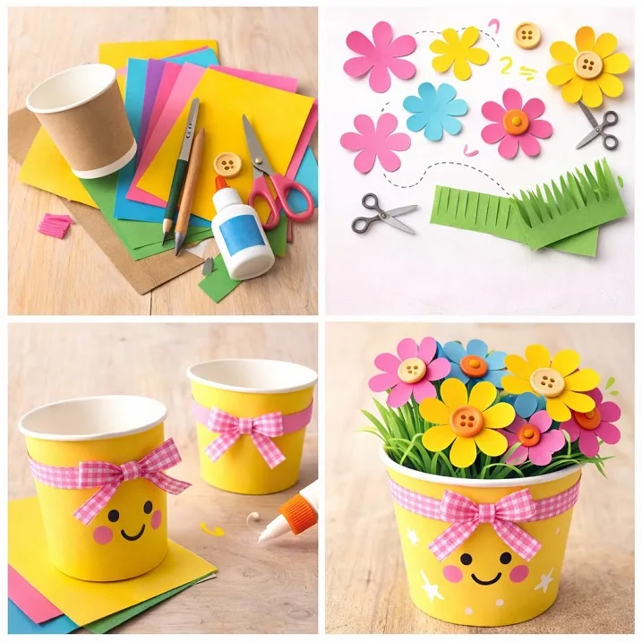 Paper Cup Flower Pot That Never Wilts