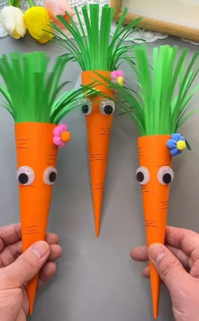 Paper Cone Carrots With Fringe Tops