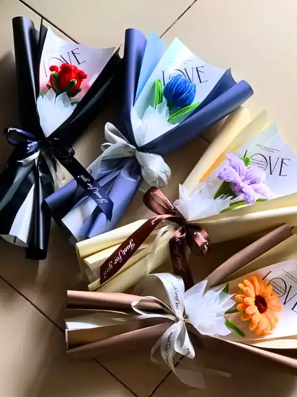 15 Handmade Craft Gift Ideas Your Friends Will Actually Use 6 Crocheted Single Flower Bouquets