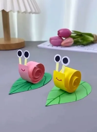 Curled Paper Snails on a Leaf