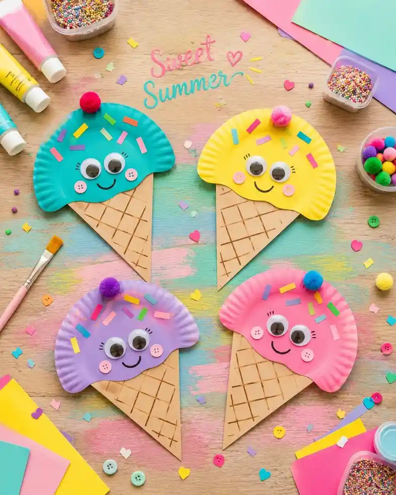 Paper Plate Ice Cream Faces For Babysitting And Camp Days