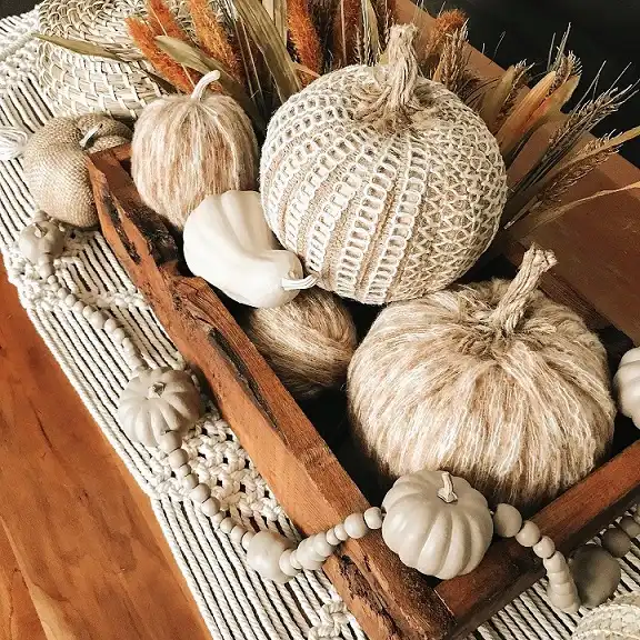 Neutral Texture Pumpkin Tray for a Coffee Table