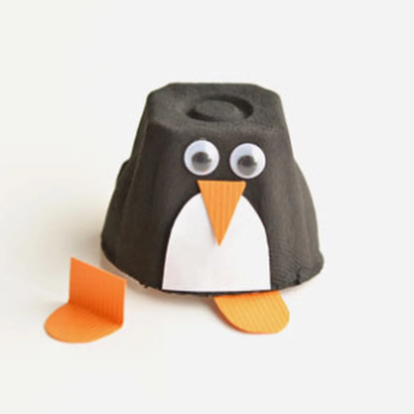 Egg Carton Penguin With Wobbly Eyes