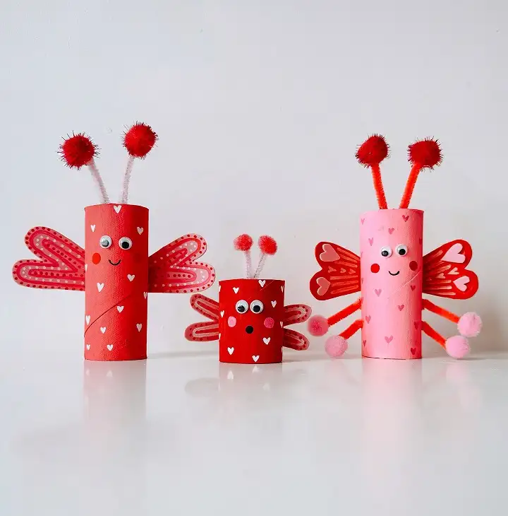 17 Creative Craft Ideas Using Paper Towel Rolls 2 Painted Love Bugs for Valentine's Day