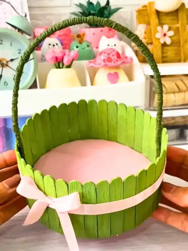 14 Aesthetic Craft Ideas for Teens Using Stuff You Already Own 4 Craft Stick Basket With a Wrapped Handle