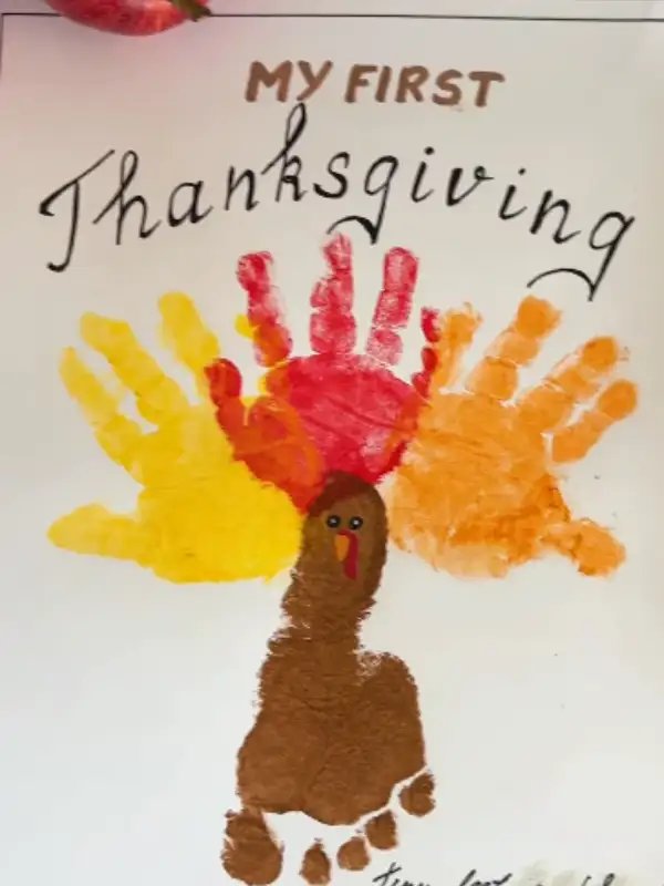 Keepsake Handprint and Footprint Turkey