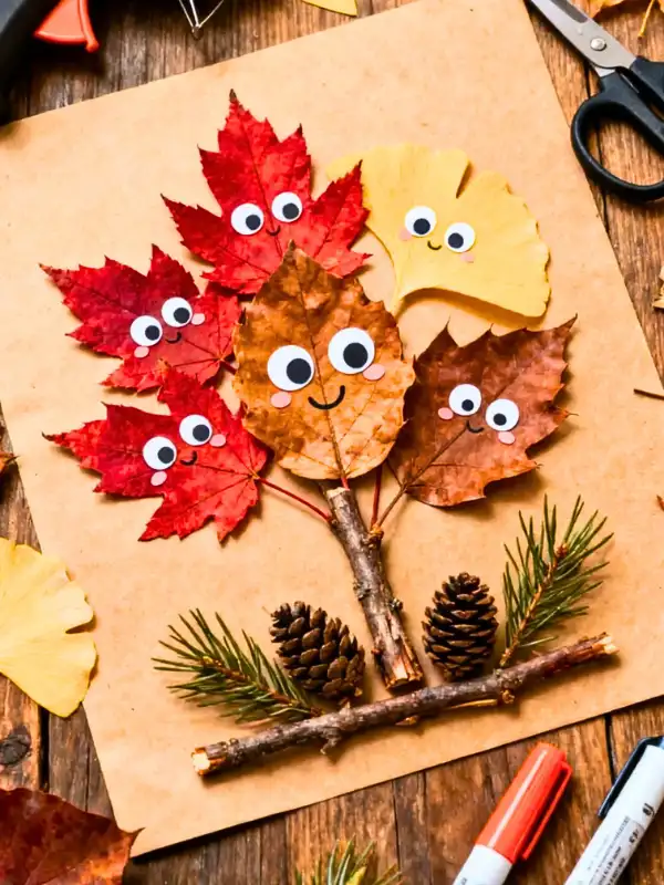 Leaf Bouquet with Silly Faces