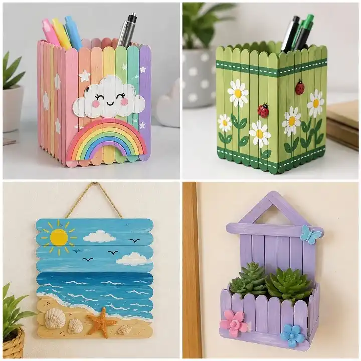 Four Ways To Build With Painted Craft Sticks