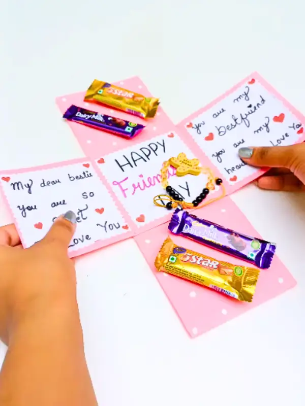 17 Easy Best Friend Craft Ideas Your Bestie Will Actually Keep 4 Friendship Day Explosion Box With Notes and Chocolates