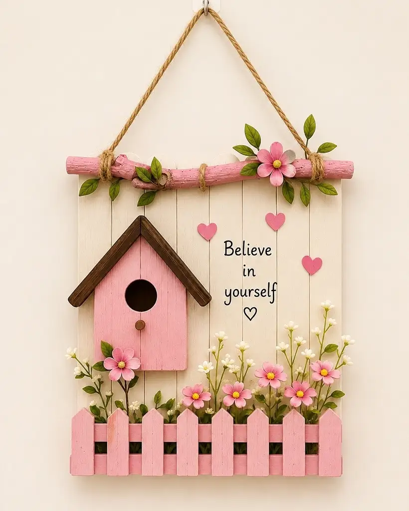 Birdhouse Quote Sign with a Tiny Picket Fence