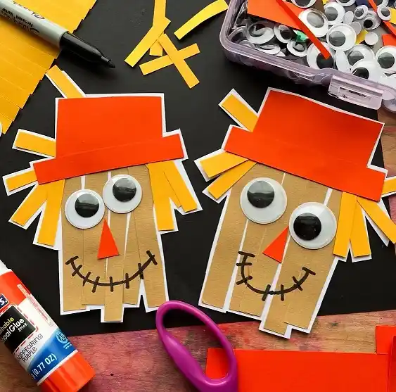 Construction Paper Strip Scarecrow Face
