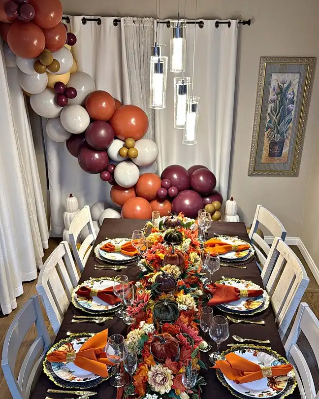 Balloon Arch Plus Faux Floral Runner for the Whole Room