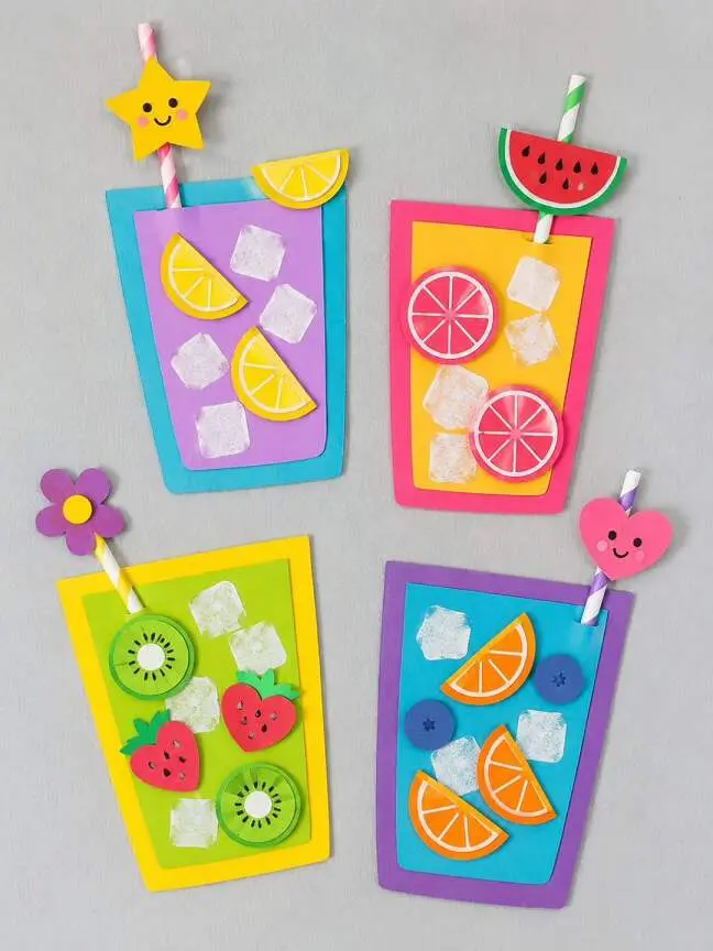17 Craft Ideas for Kids Age 8 That Don't Feel Like Busywork 5 Four Paper Cups Turn Into a Menu of Fruity Summer Drinks