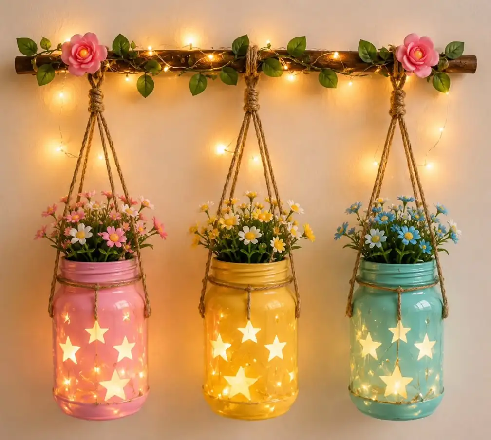 Glowing Star Jars for a Wall With No Outlet Nearby