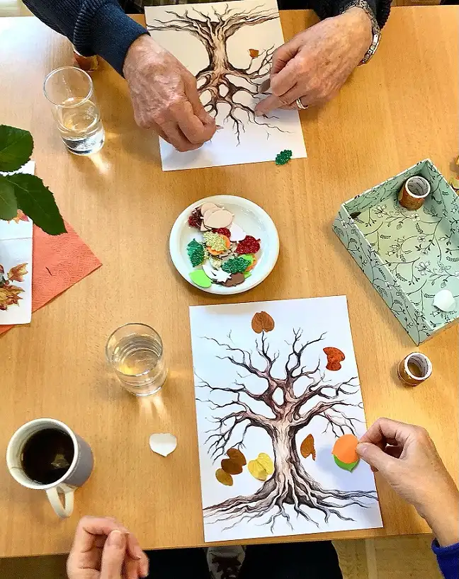 Autumn Leaf Tree Collage for a Table of Friends