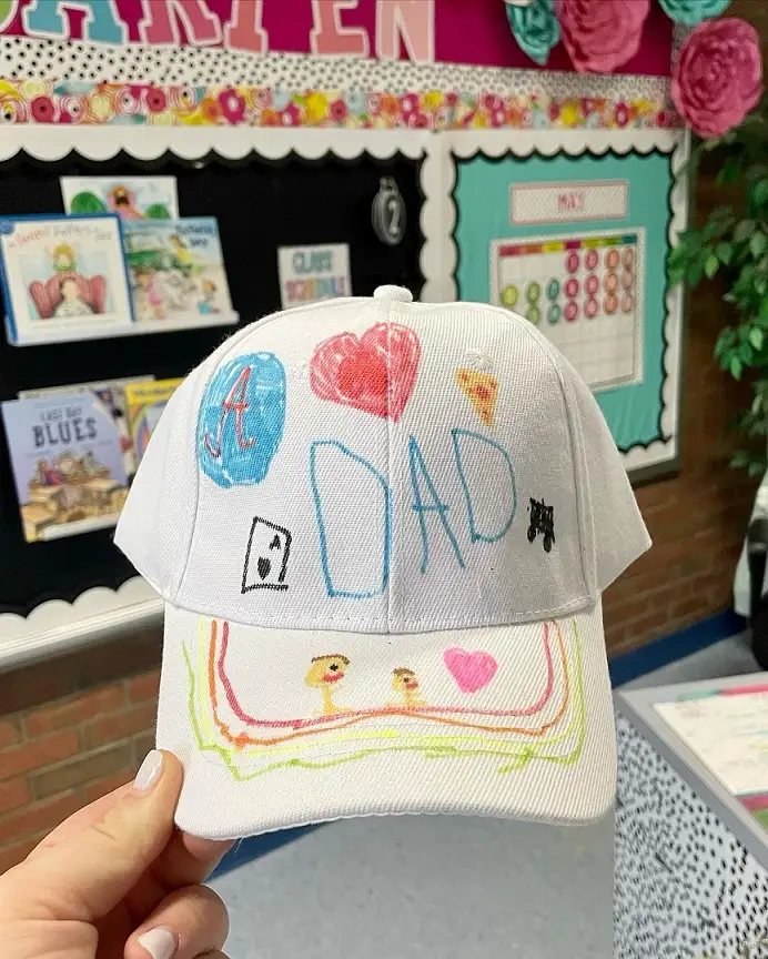 White Baseball Cap Turned Into Dad's Most Personal Hat