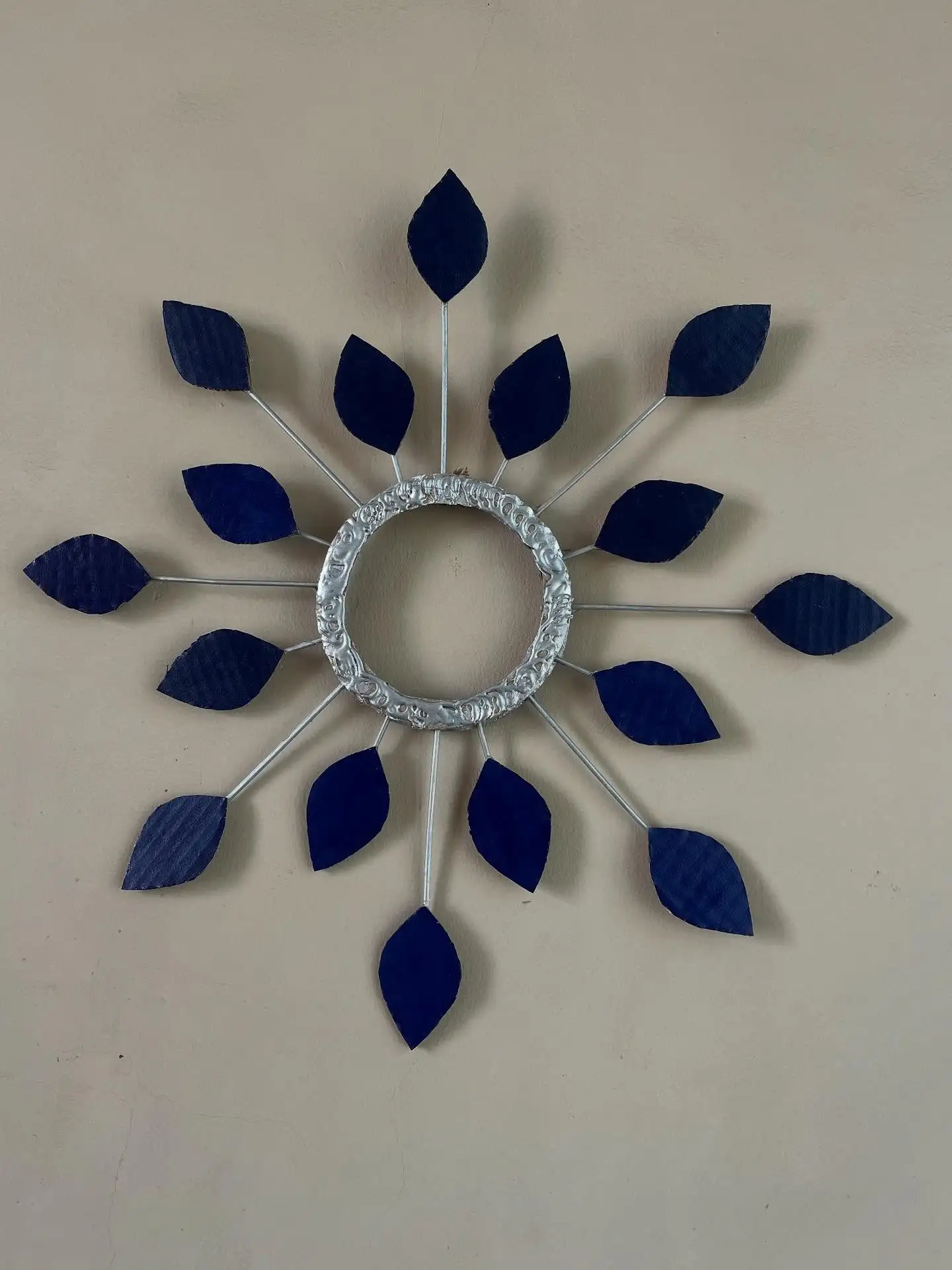 Navy Starburst Wall Piece That Reads as Metal, Not Cardboard