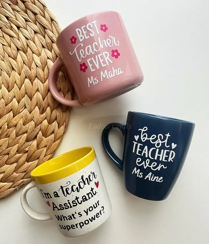 Best Teacher Ever" Mugs in Classroom Colors