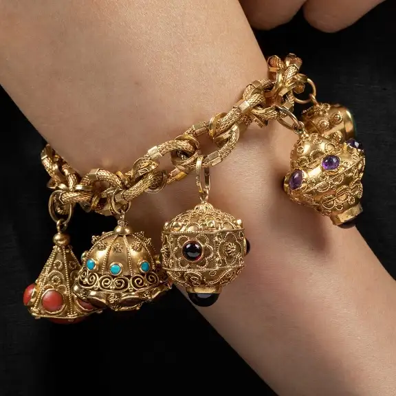 17 Vintage Bracelet Ideas for Stacking, Layering, and Wearing Solo 3 Etruscan Style Charm Bracelet