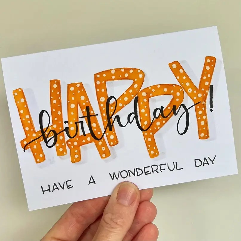 14 Hand Lettering Ideas for DIY Birthday Cards to Wow Everyone 4 Polka Dot Block Letters with Script Overlay