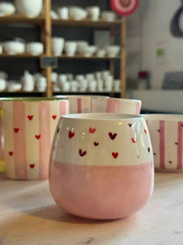 Half Pink Dip With Scattered Hearts